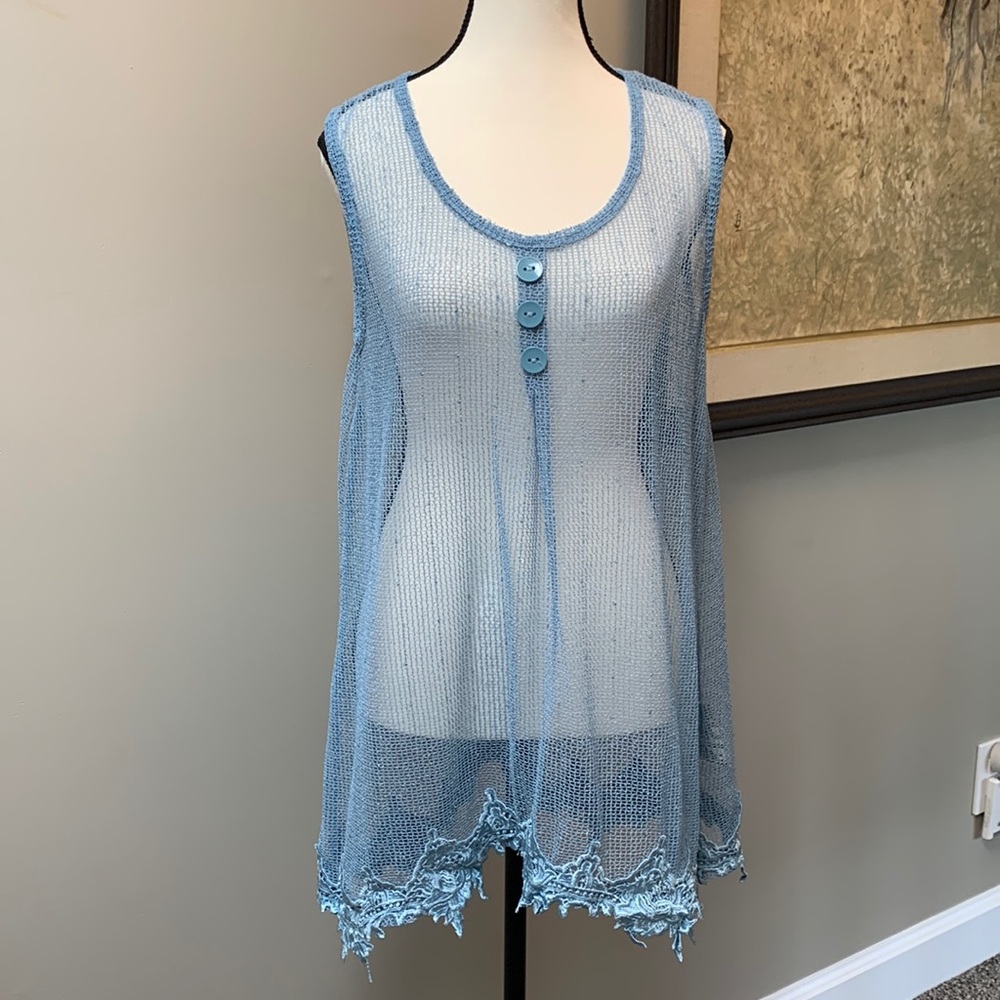 SIMPLY NOELLE mesh embroidery sequins beach cover tunic